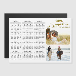 Modern 2025 Foto Calendar Magnet Schwarz-weiß Gold