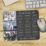 Modern 2025 Kalender 3 - Foto mit benutzerdefinier Mousepad<br><div class="desc">Erstellen Sie Ihr eigenes personalisiertes, benutzerdefiniertes Foto- und Kalendermauspad mit einem 2025-Jahres-auf-einen-Blick-Kalender, 3 Fotos, einem Namen oder Monogramm oder einem anderen benutzerdefinierten Text in einer vorgeschlagenen modernen handgeschriebenen Schrifttyp-Schrift in bearbeitbarem Weiß auf einer bearbeitbaren grauen Hintergrundfarbe. HILFE: Für Hilfe bei Designänderungen oder Personalisierungen, Farbänderungen, Größenanpassungen oder der Übertragung des Designs...</div>