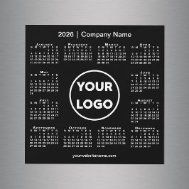 Modern 2026 Calendar Company Logo auf Black Magnet