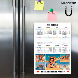 Modern 2026 Calendar Custom Photo Collage Magnet
