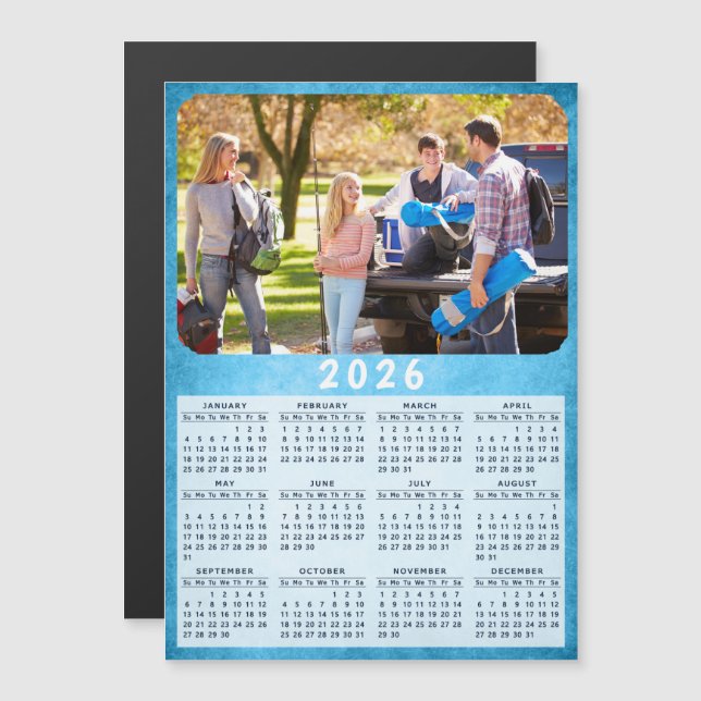 Modern 2026 Calendar Family Foto Kühlschrankmagnet Magnetkarte (Vorne/Hinten)