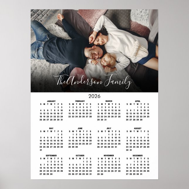 Modern 2026 Calendar Family Photo Poster (Vorne)