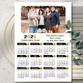 Modern 2026 Calendar Foto Black Gold Magnetic Magnetkarte
