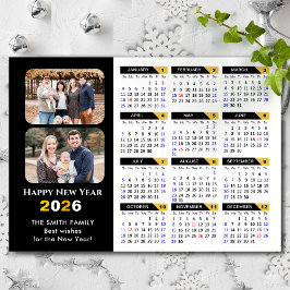 Modern 2026 Kalender 2 Foto Schwarzes Gold Magneti Magnetkarte