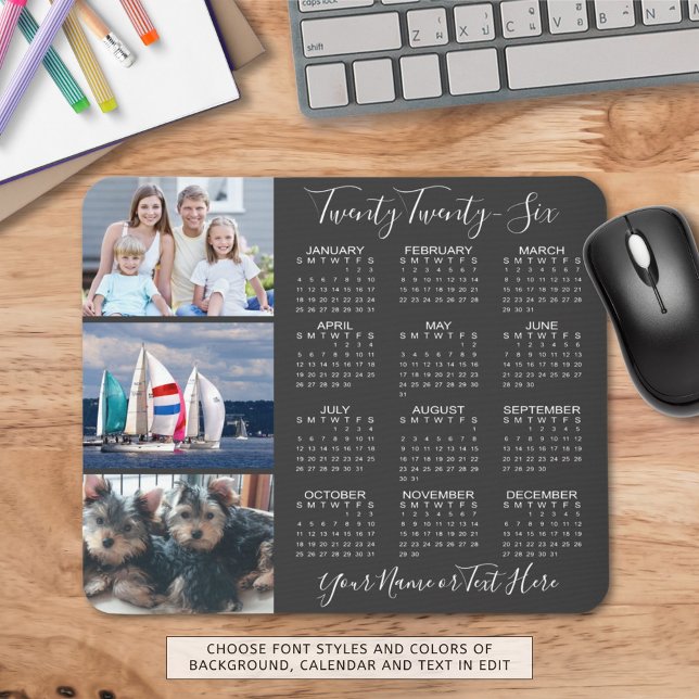 Modern 2026 Kalender 3 - Foto mit benutzerdefinier Mousepad (Von Creator hochgeladen)