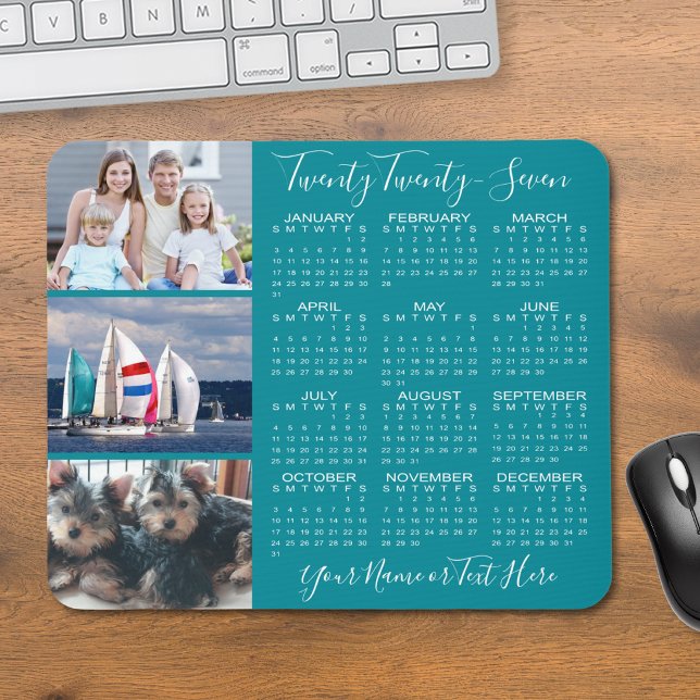 Modern 2026 Kalender 3 Foto Personalisiert Mousepad (Von Creator hochgeladen)