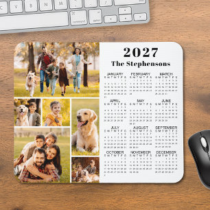 Modern 2026 Kalender 6 Foto Collage Personalisiert Mousepad