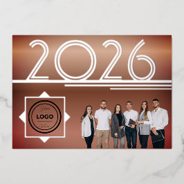 Modern 2026 New Year Logo Photo Greeting Card Folieneinladung