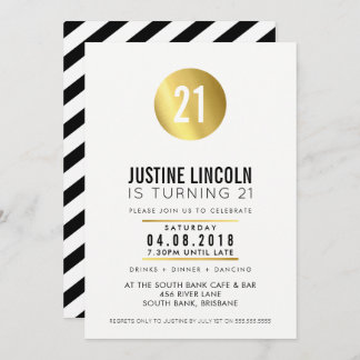MODERN 21. Geburtstag Party INVITE Goldfleck schwa Einladung