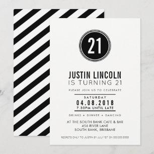 MODERN 21. Geburtstag Party INVITE schlichter Flec Einladung