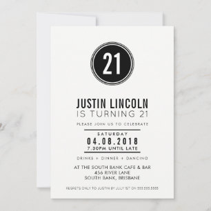 MODERN 21. Geburtstag Party INVITE schlichter Flec Einladung