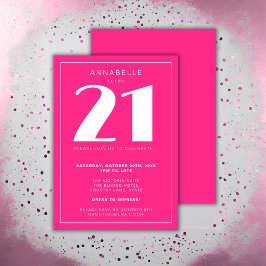 Modern 21. Geburtstagsparty in Hot Pink Einladung