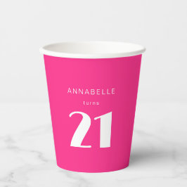 Modern 21. Geburtstagsparty in Hot Pink Pappbecher