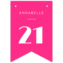 Modern 21. Geburtstagsparty in Hot Pink Wimpelkette