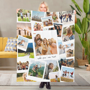 Modern 21 Picture Scrapbook FotoCollage Fleecedecke