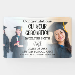 Modern 2 Foto Collage Graduation Banner