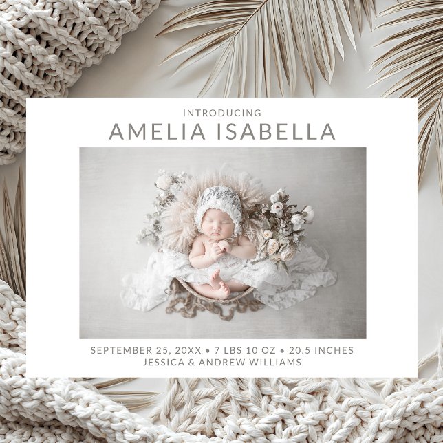 Modern 2 Foto Girl Birth Ankündigung (Von Creator hochgeladen)