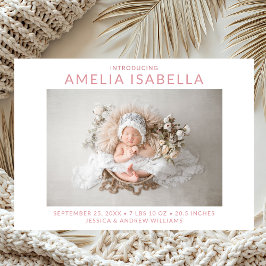 Modern 2 Foto Girl Birth Ankündigung