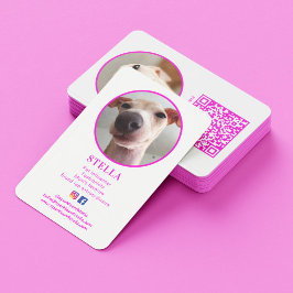 Modern 2 Photo Dog Pet Social Media QR Code Visitenkarte