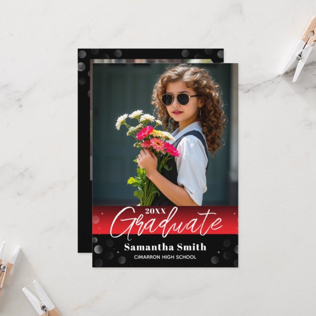 Modern 2 Photo Graduation Senior Photo Grad Invite Einladung (Vorderseite/Rückseite Beispiel)