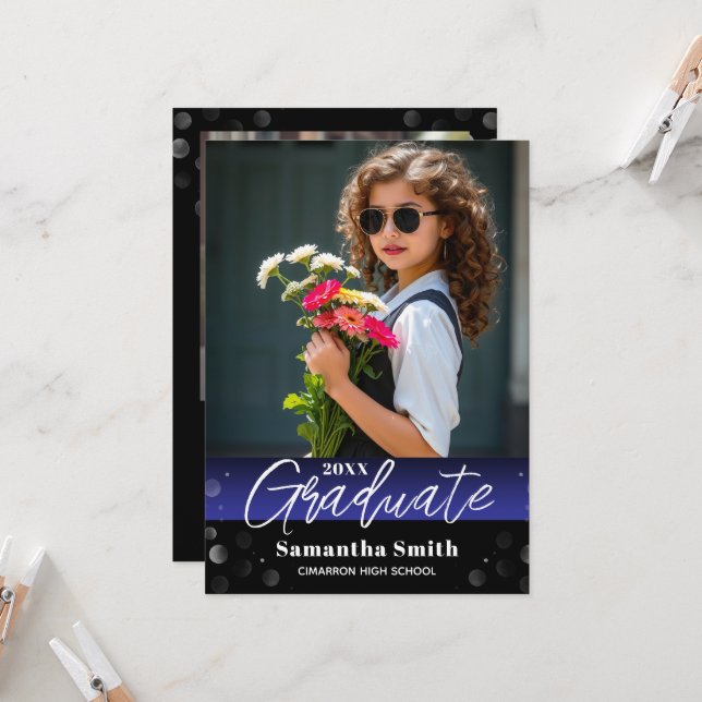 Modern 2 Photo Graduation Senior Photo Grad Invite Einladung (Vorderseite/Rückseite Beispiel)