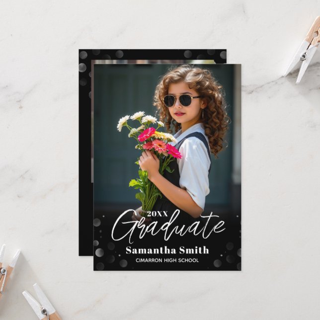 Modern 2 Photo Graduation Senior Photo Grad Invite Einladung (Vorderseite/Rückseite Beispiel)