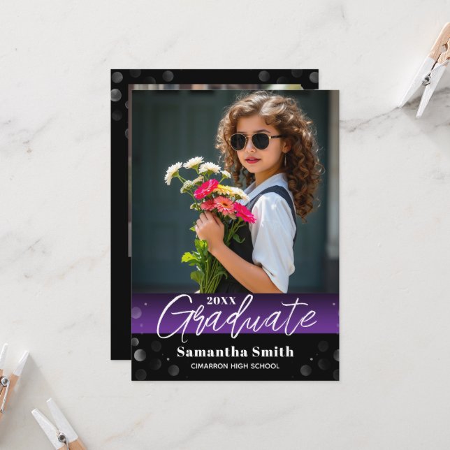 Modern 2 Photo Graduation Senior Photo Grad Invite Einladung (Vorderseite/Rückseite Beispiel)