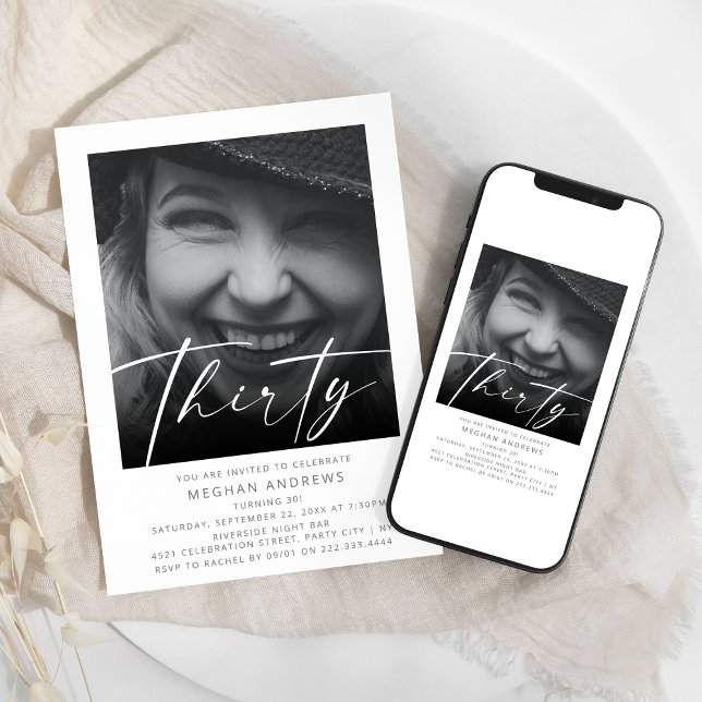 Modern 30 Foto Geburtstagsparty Einladung (Von Creator hochgeladen)