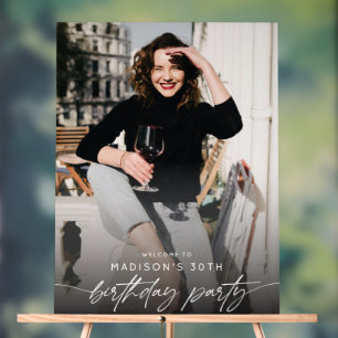 Modern 30. Geburtstag Party Foto Script Typografie Acrylschild