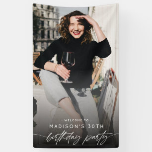 Modern 30. Geburtstag Party Foto Script Typografie Banner