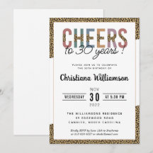 Modern 30. Geburtstag Party Leopard Print Elegant