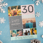 Modern 30 Geburtstage pink 6 Foto Collage Grid Puzzle<br><div class="desc">Modernes Rätsel mit 30-jähriger Pink-Gitarre aus 6 Fotos</div>