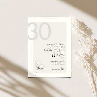 Modern 30th Birthday Invitation - Minimal Style Einladung