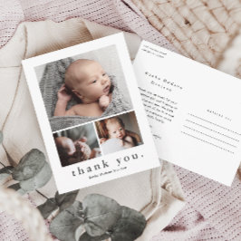 Modern 3 Foto Collage Baby Vielen Dank Postkarte