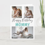 Modern 3 Foto Collage Mommy Birthday Karte<br><div class="desc">Mamas werden diese zeitgenössischen 3-Foto Collage Geburtstagskarten mit einem Skript-Schriftart,  das "GLÜCKLICH BIRTHDAY" und in fett sagt "MOMMY" Kann zu jedem Freund oder Namen geändert werden! Stil,  Schriftart und Farbe des Textes können durch Anklicken des entsprechenden Links nach der Personalisierung geändert werden.</div>