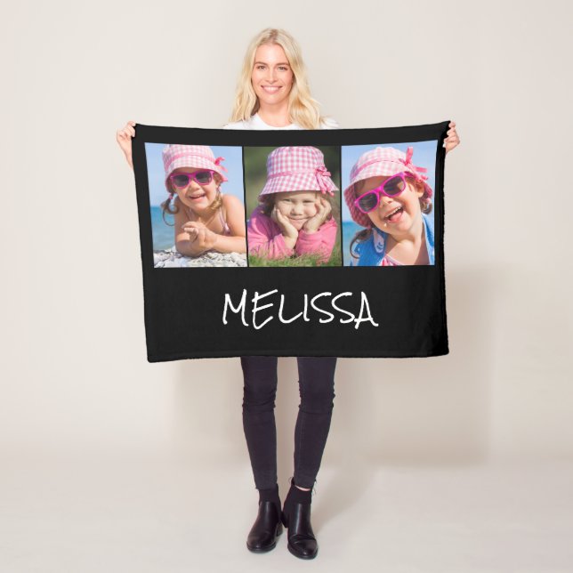 Modern 3 Foto Name Fleecedecke (Beispiel)