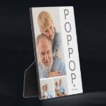 Modern 3 Foto Poppop Plaque Fotoplatte<br><div class="desc">Eine moderne Foto-Collage Sake-Plakette,  perfekt als Geschenk für Väter Tag,  Geburtstag,  Weihnachten oder jede andere Gelegenheit. Die Foto-Plakette enthält 3 Fotos,  einen fett grauen Schriftart,  der die Aufschrift "POPPOP" und "EST: 20XX.</div>