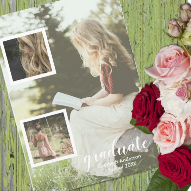 Modern 3 Photo Graduation Announcement Einladung (Von Creator hochgeladen)