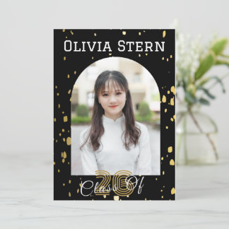 Modern 3 Photo Graduation Invitation| Black & Gold Einladung