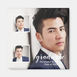 Modern 3 Photo Graduation Magnet