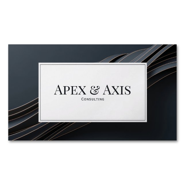 Modern 3D Black and Rose Gold Fluid Waves Magnetische Visitenkarte (Vorderseite)