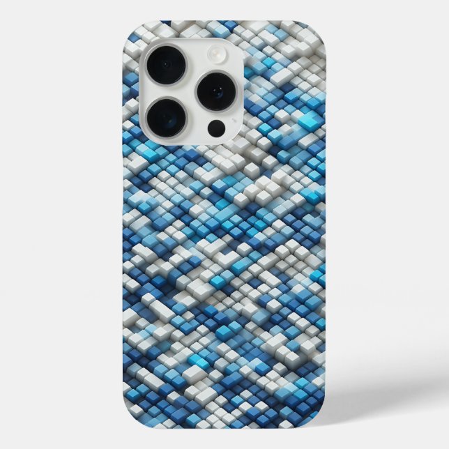 Modern 3D Blue Cube Ripple Case Abstract Geometric (Rückseite)