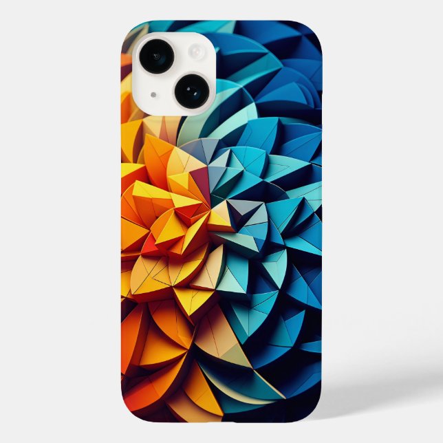 Modern 3D Geometric Lotus Phone Case Vibrant Blue (Rückseite)