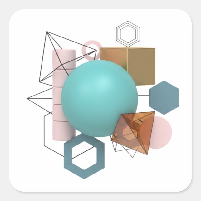 Modern 3D Geometric Shapes Design Sticker (Vorderseite)