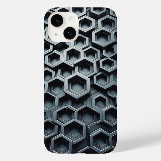 Modern 3D Metallic Hexagon Phone Case - Industrial (Rückseite)
