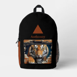 Modern 3D Tiger Customizable Name Bedruckter Rucksack