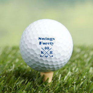 Modern 40 50 60 Birthday Golf Monogram Dark Blue Golfball