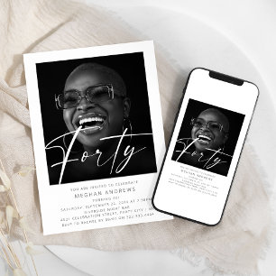 Modern 40 Foto Geburtstagsparty Einladung