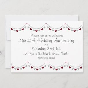 Modern 40. Ruby Hochzeitstag Einladung