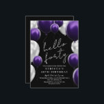 Modern 40th Birthday Black Silver Purple Balloons  Einladung<br><div class="desc">Modern black and purple with silver invitation Template is perfect for stylish birthday party. Elegant-minimalistic themed invite is full of fun and modern design elements,  elegant calligraphy and modern fonts. Birthdays are special days,  and this invite can help it make a memorable for friends.</div>